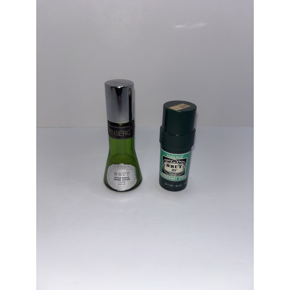 Vintage Brut After‎ Shave Glass Bottle & Deodorant Stick Props